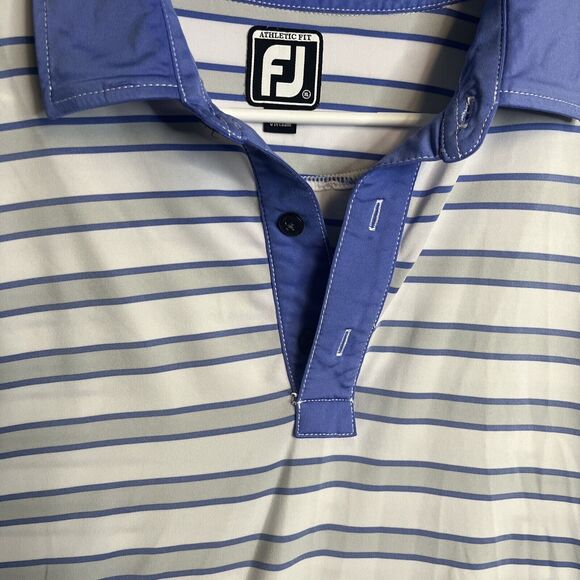 FootJoy Polo Shirt Mens XL Blue FJ Golf Wicking Athletic Fit Short Sleeve Active - Picture 2 of 9
